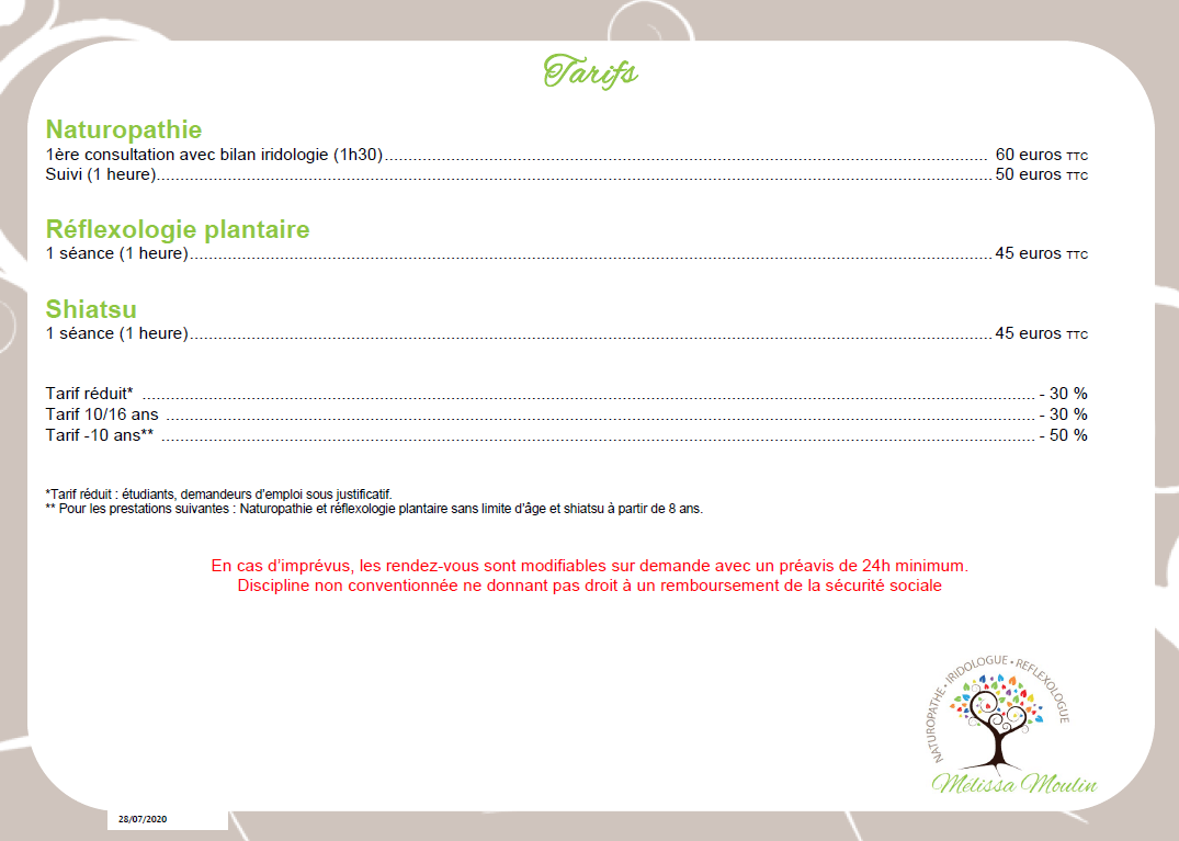 Mes tarifs